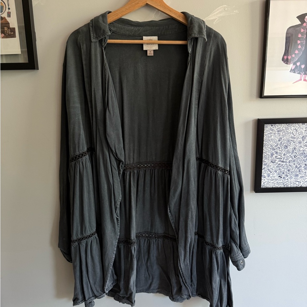 Gray Tiered tunic cardigan jacket